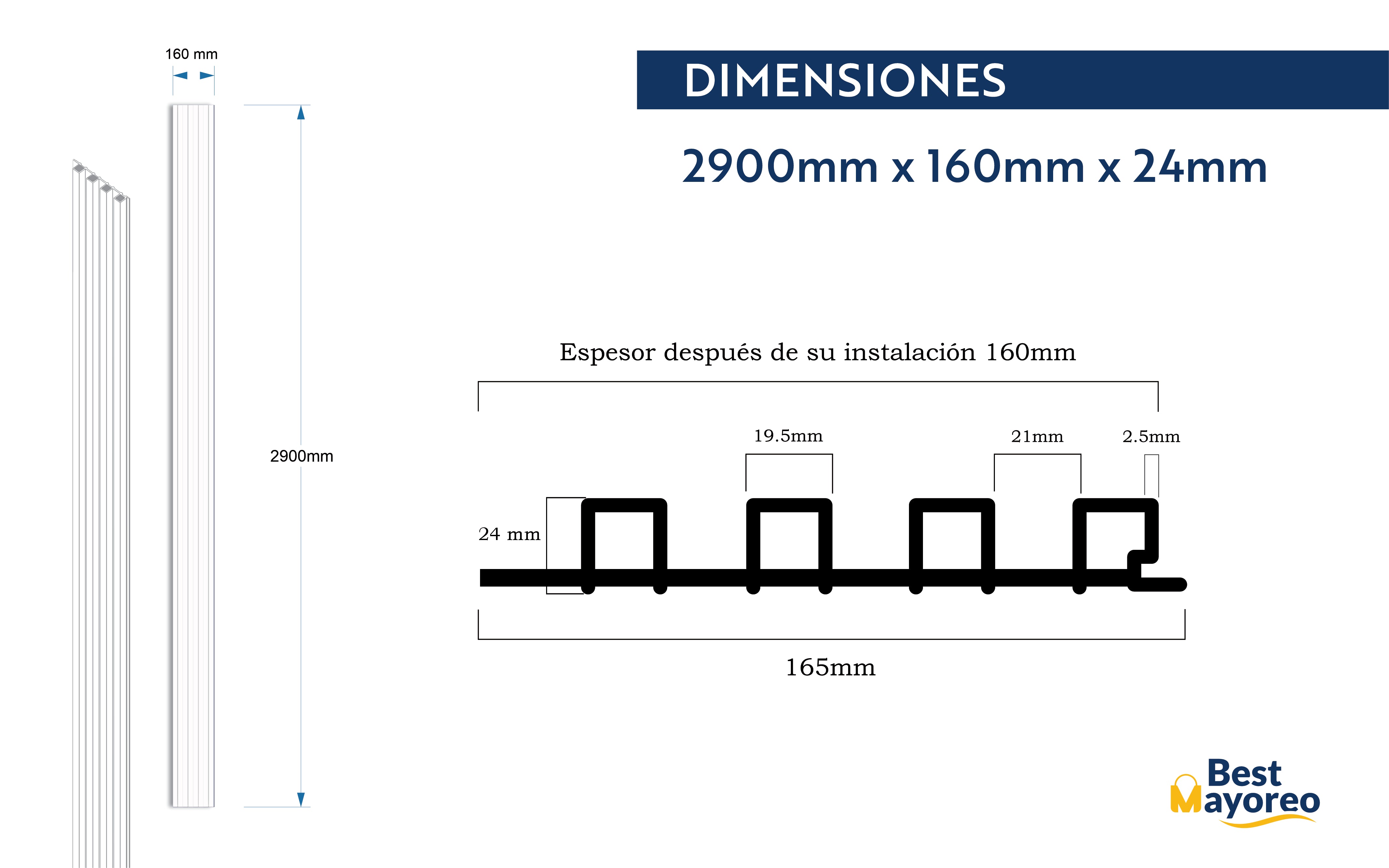 LAMBRIN INTERIOR COLOR BLACK MATT 16X2.90 CAJA 14 PIEZAS