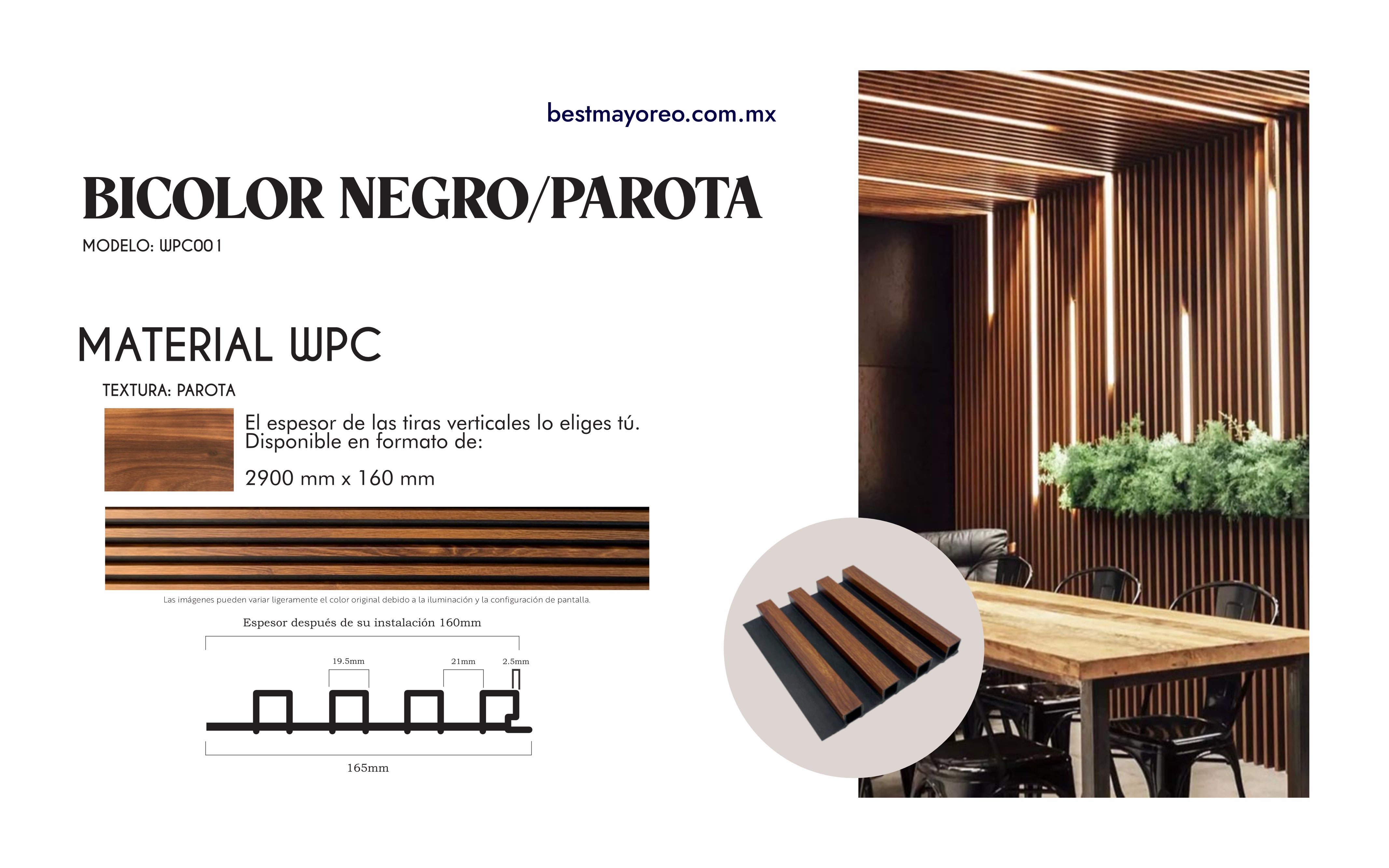 LAMBRIN INTERIOR BICOLOR PAROTA/NEGRO 16X2.90 CAJA 14 PIEZAS