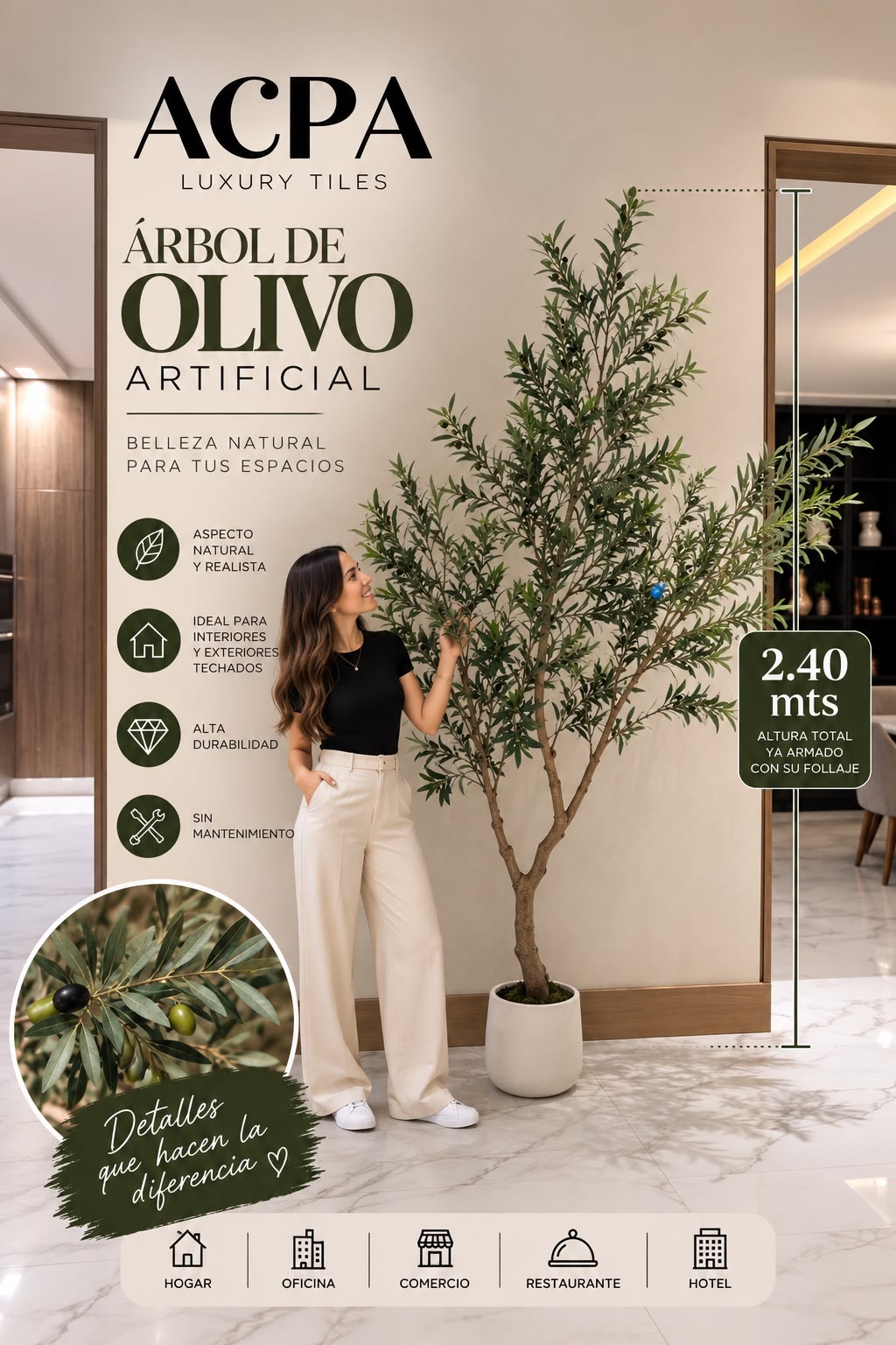ACPA luxury Olivo Artificial de 2.40 mts