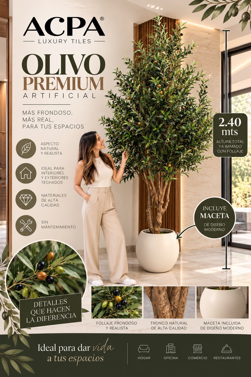 ACPA luxury Olivo Premium Artificial de 2.40 mts