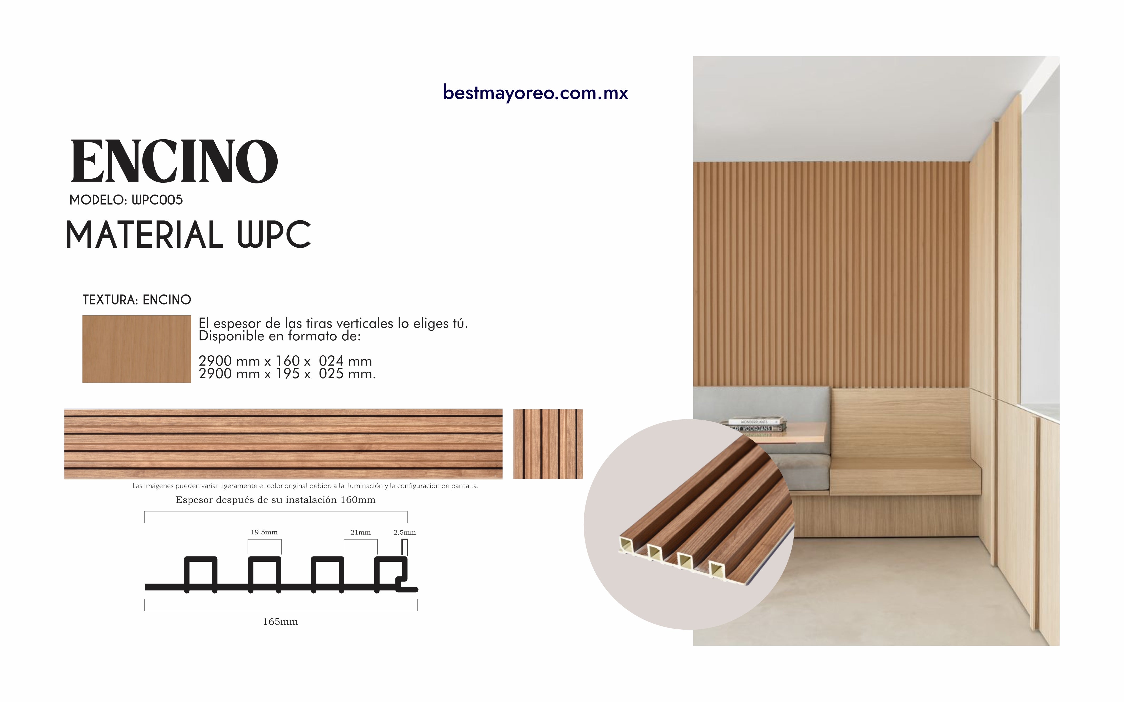 LAMBRIN INTERIOR COLOR ENCINO 16X2.90 CAJA 14 PIEZAS